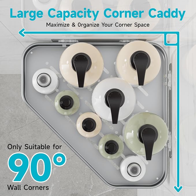 Veken Aluminum Corner Shower Caddy 4-Pack, Never Rust&Large Capacity,Silver | No Drilling Shelves, Rack with Soap Holder&Towel Bar, Super-Strong Adhesive for High Load, Bathroom Organizers and Storage