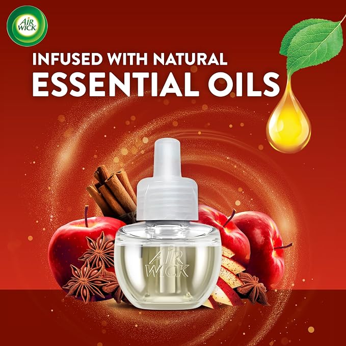 Air Wick Plug-In Scented Oil Refills, 6 Count, Apple Cinnamon Medley, Air Freshener, Essential Oils
