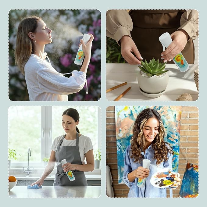 FLAIROSOL InspireArt Continuous Ultra Fine Spray Bottle, 6.8oz, White/Green | Patented technology, for hairstyling, cleaning & arts and crafts use, versatile water spray bottle