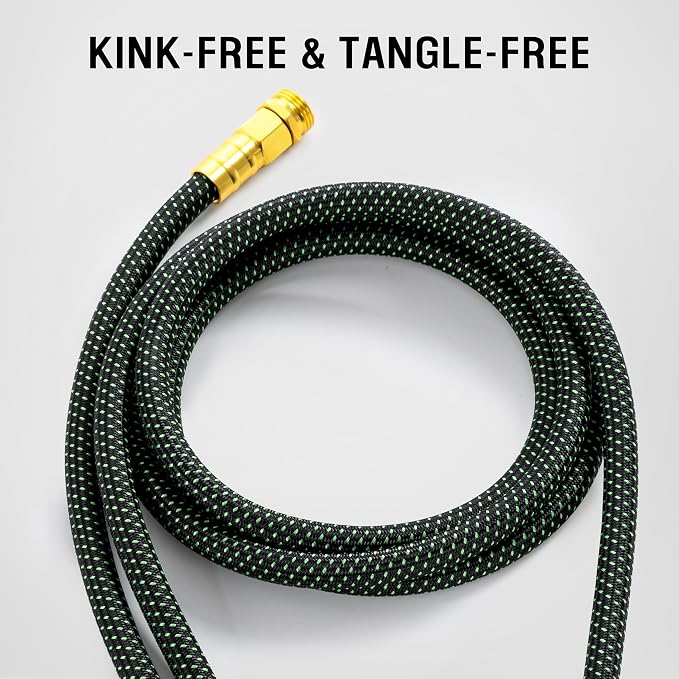 HBlife 10ft Garden Hose, Non Expandable Garden Hose with 10 Function Sprayer Nozzle, Flexible Lightweight Water Hose for Yard, Lawn, Car Wash and Outdoor
