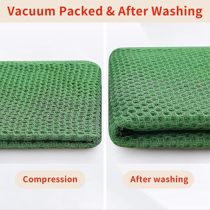 Homaxy 100% Cotton Oversized Waffle Weave Kitchen Towels 4-Pack | Grass Green, 20 x 28 Inches, Ultra Soft Absorbent Dish Towels, Quick Drying Large Cleaning Towels
