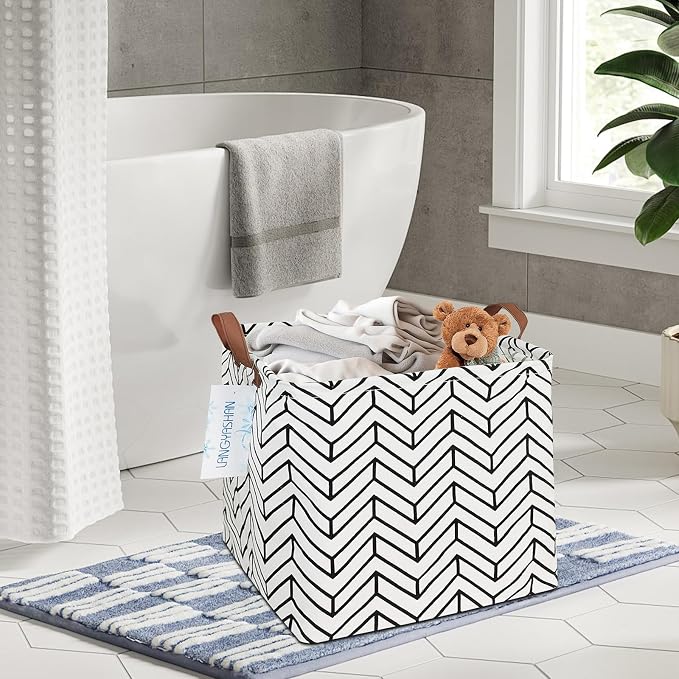 Square Storage Baskets Children Shelves Gift Toy Organizer Room Geometric | Laundry Hamper Collapse Canvas with Handles for Organizing Home Kitchen Children Toys Office Closet Shelf