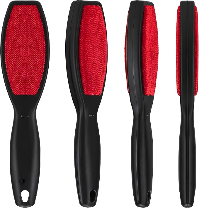 2 Pack Double-Sided Lint Brushes – Pet Hair Remover for Clothes, Furniture & Carpet – Reusable Brush for Cat & Dog Fur – Red Portable Lint Removal Tool for Fabric, Clothing, Upholstery