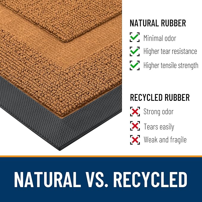 OLANLY Half Circle Front Door Mat Outside 59x34 All-Season Rubber Doormat | Tangerine Orange, Absorbent, Heavy-Duty, Stain and Fade Resistant, Non-Slip Backing, Low-Profile Indoor Outdoor Entryway Mat