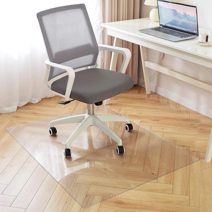Clear Office Chair Mat for Hardwood Floor, 30 x 48 in Desk Floor Protector | Heavy Duty Plastic Floor Mat, Smooth Rolling, Easy to Clean, Protects Wood & Tile Floors, Ideal for Computer & Gaming Chairs