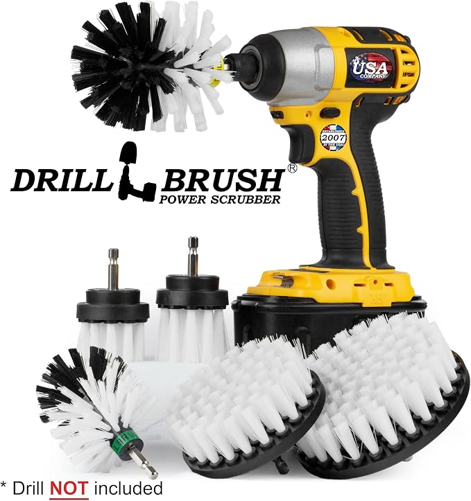 Drill Brush Ultimate Car Wash Kit - Wheel Brush - Car Carpet - Spin Brush | Cleaning Supplies - Truck Accessories - Motorcycle Accessories - Car Mats - Interior Leather, Vinyl, Upholstery, Fabric