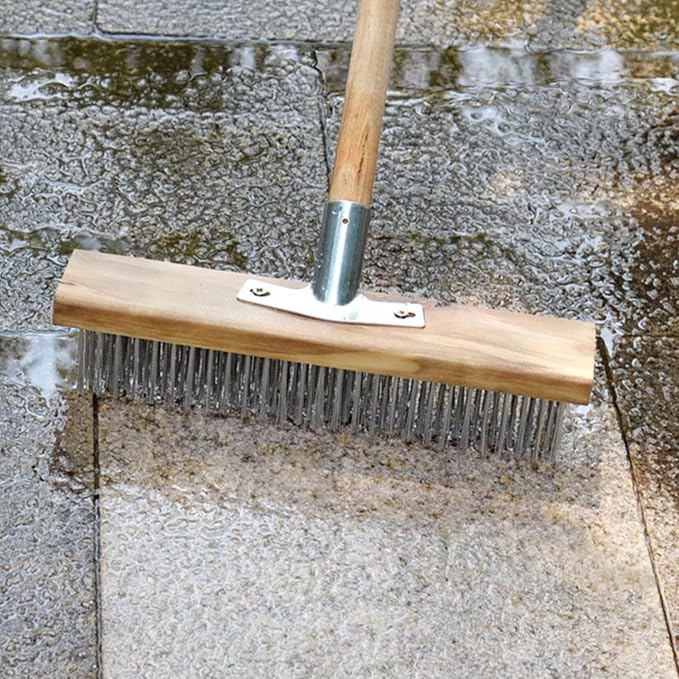 Aramox Stainless Steel Wire Deck Brush, Heavy Duty Steel Scrubber, 50cm Cleaning Tool for Decks and Garages