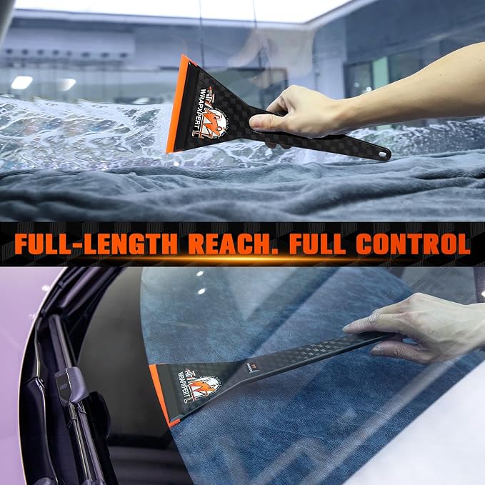 WRAPXPERT Window Tint Squeegee Car Front Window Tint Tools 11.8-inch Long Handle Rubber Scraper for Windshield/Rear Glass Deep Corner Reach Vehicle Tinting Kit
