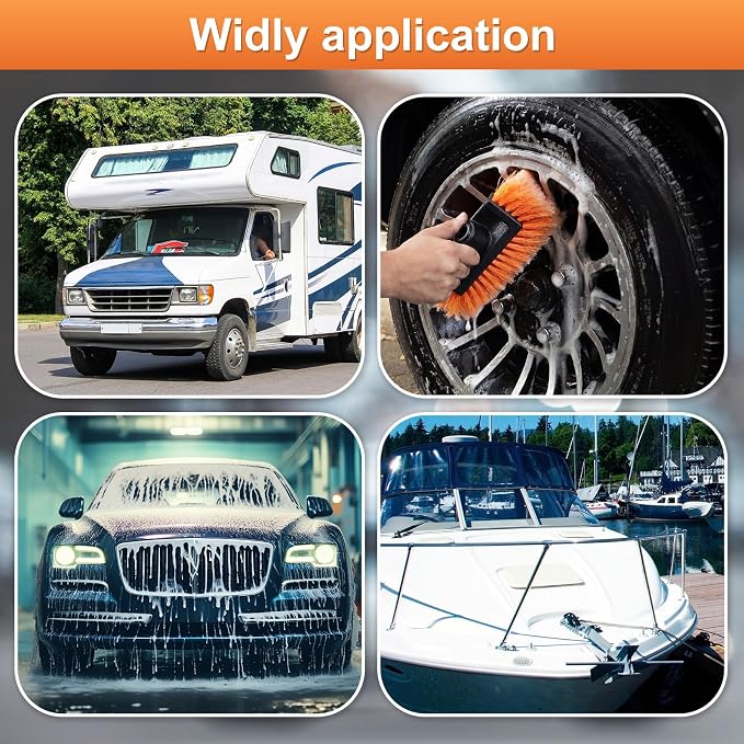 Tanlade 2 Pcs Car Wash Brush Heads Soft Bristle Flow Thru,10 Inch,Orange | Replacement Heads for Exterior Cleaning, Compatible with Auto Truck RV Boat Camper, Gentle Bristles Protect Paint Finish