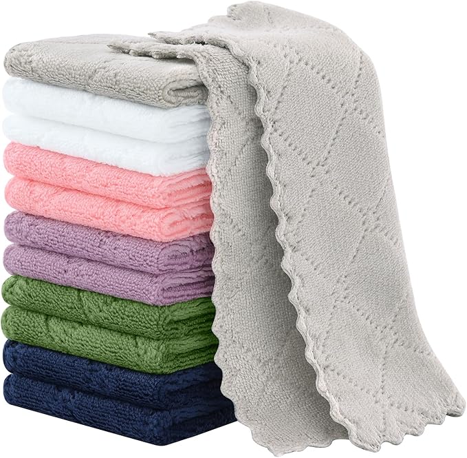 Homaxy Super Soft 12 Pack Coral Velvet Microfiber Dish Cloths, 7" x 9" | Ultra-Absorbent Dishcloths, No Lint, Nonstick Oil, Fast Drying, Microfiber Cleaning Cloth
