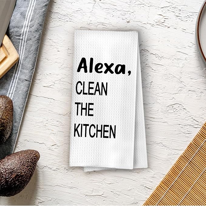 Funny Hostess Kitchen Towels - Funny Decorative Waffle Dish Towels, Hostess Gifts Hand Towels, Housewarming Gifts Tea Towel, 16×24 Inches