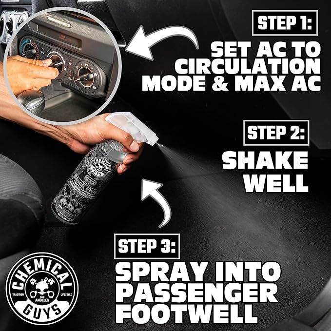 Chemical Guys, Black Frost Air Freshener & Odor Neutralizer Spray, 16 oz | Crisp, bold scent refreshes interiors while neutralizing odors, adjustable spray for cars, home or garage