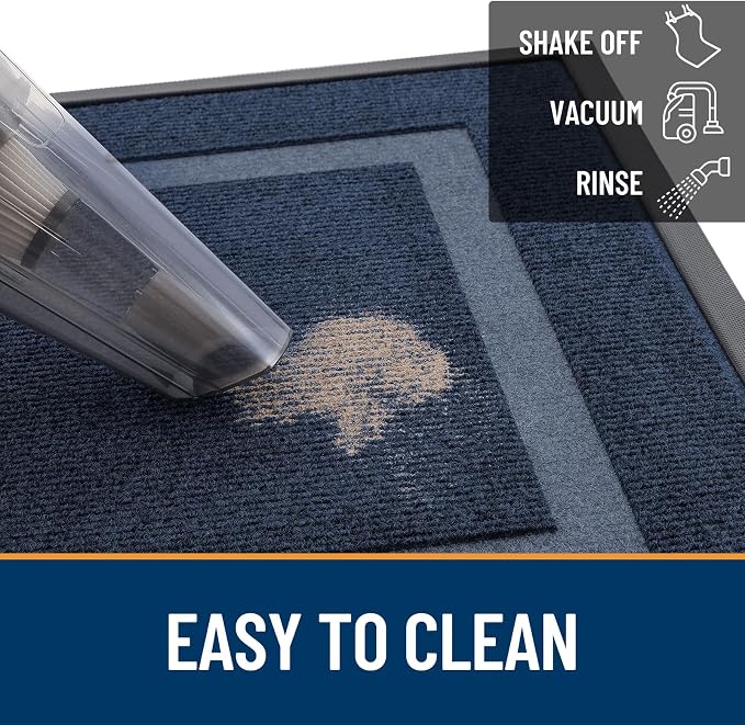 OLANLY Front Door Mat Outside 47x30, All-Season Heavy-Duty Rubber Doormat | Blue, Absorbent, Stain and Fade Resistant, Waterproof Non-Slip Backing, Low-Profile Indoor Outdoor Floor Mat for Entryway