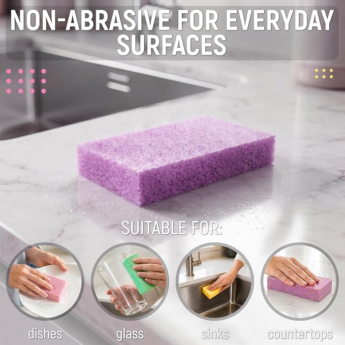 PVA Household Cleaning Sponges, Cleaning Water Absorbent Sponge for Glass, Countertops, Bathroom, Kitchen, Walls, Baseboards, Car, Non Abrasive Long Use Multipurpose Sponge, 12 Pack, 4 Colors