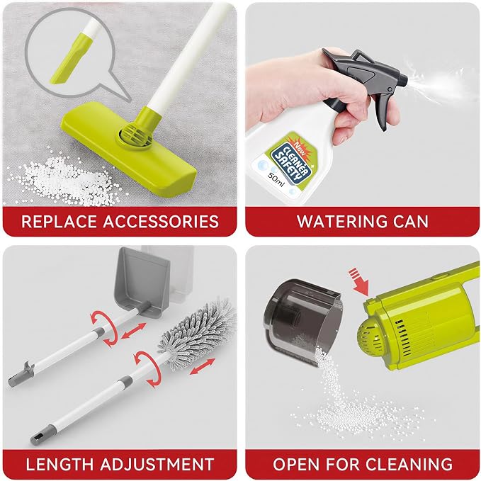 Toddler Cleaning Toy Set,New 29 - with Vacuum Cleaner,Broom & Mop,Ages 3-5 | Piece Detachable Kids Cleaning Set for Kids - for Pretend Play Educational Cleaning Carts Boy and Girls 3-5 Years Old（Red）