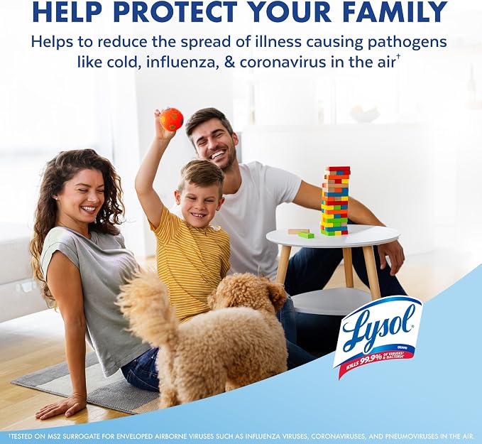 Lysol Air Sanitizer with Bacterial Odor Eliminator for Home & Office, Air Freshener Alternative, Cotton Blossom Scent, 10 oz (Pack of 6)