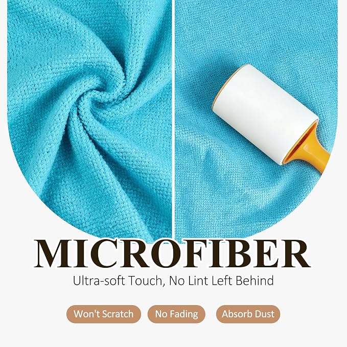 30 Pack Microfiber Cleaning Cloths, Dish Towels for Kitchen, Car, Bathroom | Cleaning Rags for Window, Household, Ultra Absorbent Cleaning Supplies, Lint Free, Streak Free, Reusable & Washable (Blue)