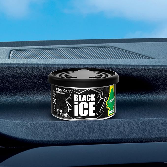 LITTLE TREES Car Air Freshener | Fiber Can Provides Long Lasting Scent for Auto or Home | Recycled Fiber | Black Ice, 4 Air Fresheners