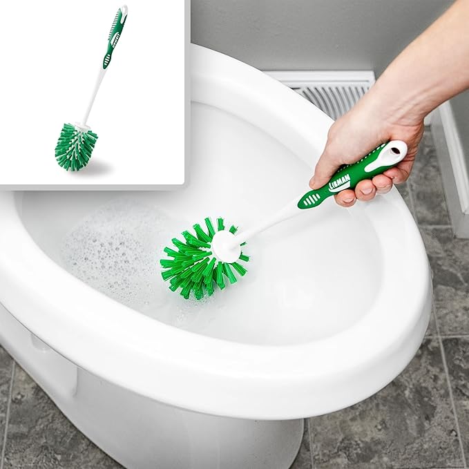 Libman Designer Bowl Brush and Caddy, Hygenic with Drying Slits, 2 Pack | Non-scratch toilet brush and holder set; hygienic caddy with drying slits.