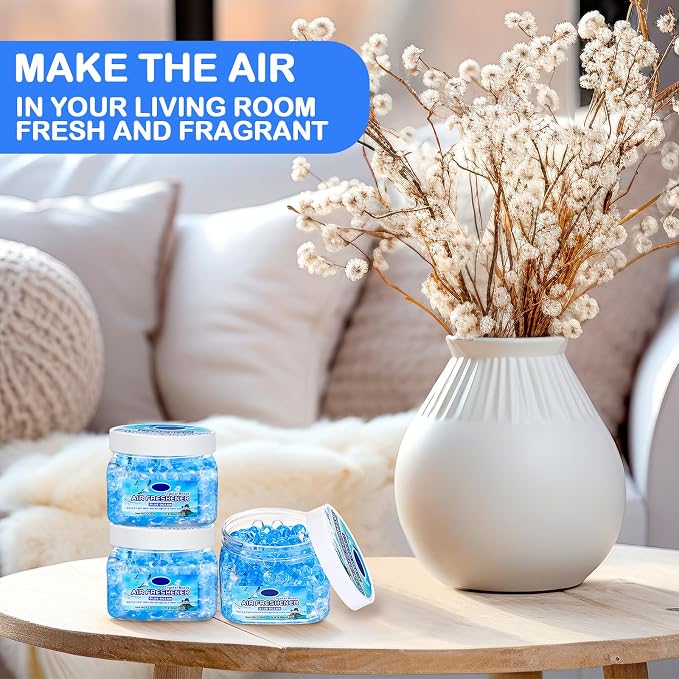 6 Pcs Air Freshener Beads Odor Eliminator Beads Odor, Ocean | 8 oz Removing Gel for Home, Bathrooms, Cars, Boats, RVs, Pet Areas, Room, Toilet