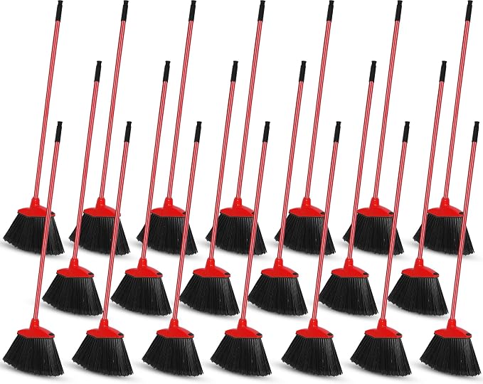 WILLBOND 20 Pcs Heavy Duty Broom Commercial Outdoor Indoor,Red