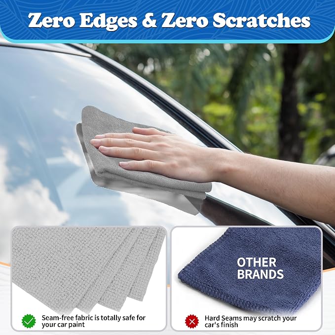 Shop Towels, Microfiber Cleaning Cloth Bulk, 200 Pack Microfiber Towels for Cars, All-Purpose Absorbent Cleaning Rags, Dust Cloth for Automotive, Mechanic, Garage, Bar, 11.5 x 11.5 inch