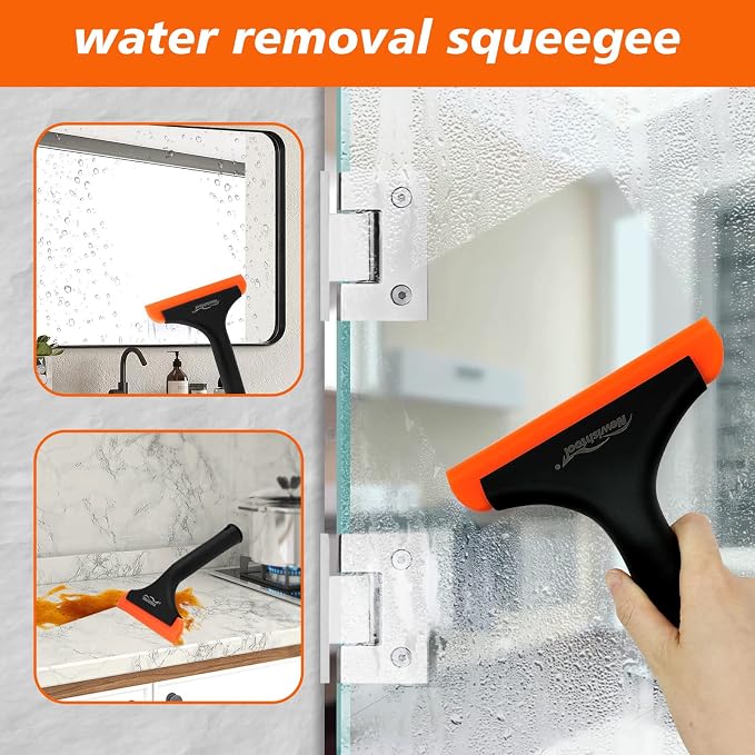 NEWISHTOOL All-Purpose Small Silicone Squeegee Window Tint Tool, 3 Pack | Small Squeegee for Shower Glass Door Mirror Car Windshield Kitchen Countertops Cleaning Water Removal Scraper w/ Hanging Hole
