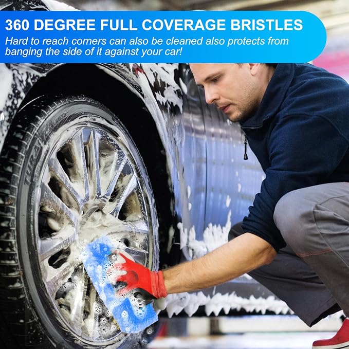 Tanlade 2 Pcs Car Wash Brush Heads Soft Bristle Flow Thru,10 Inch,Blue (Pack of 2)