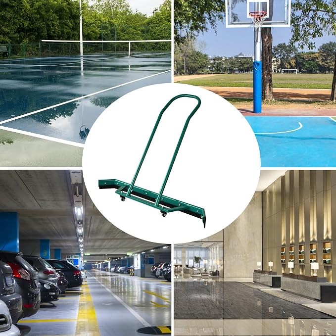 AIWFL 4.3FT Aluminium Alloy Sport Tennis Court Squeegee with Wheels | Tennis Court Rain Shuttle with Additional 2 EVA Foam Blade,Professional Squeegees Floor Water Remover Squeegee Broom,Green