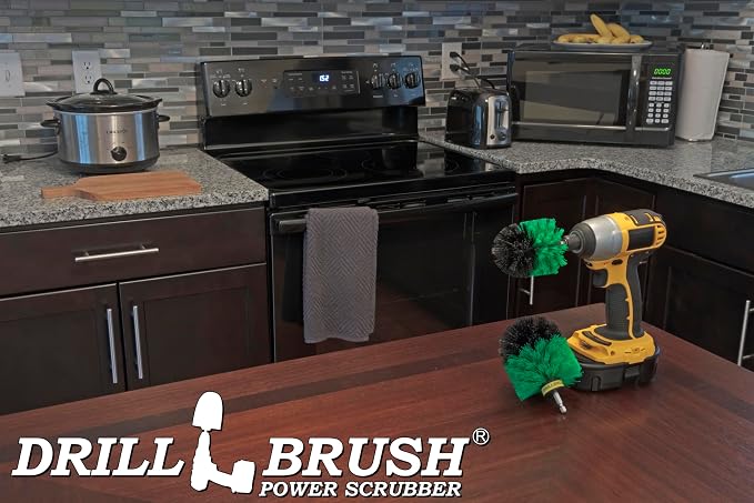 Drill Brush Household Cleaner - Kitchen Sink Scrub Brush - Frying Pan Brush | Drill Powered Kitchen Cleaning Supplies - Kitchen Scrubbing Accessories - Oven Cleaning Tool - Stovetop Scrubber Brushes