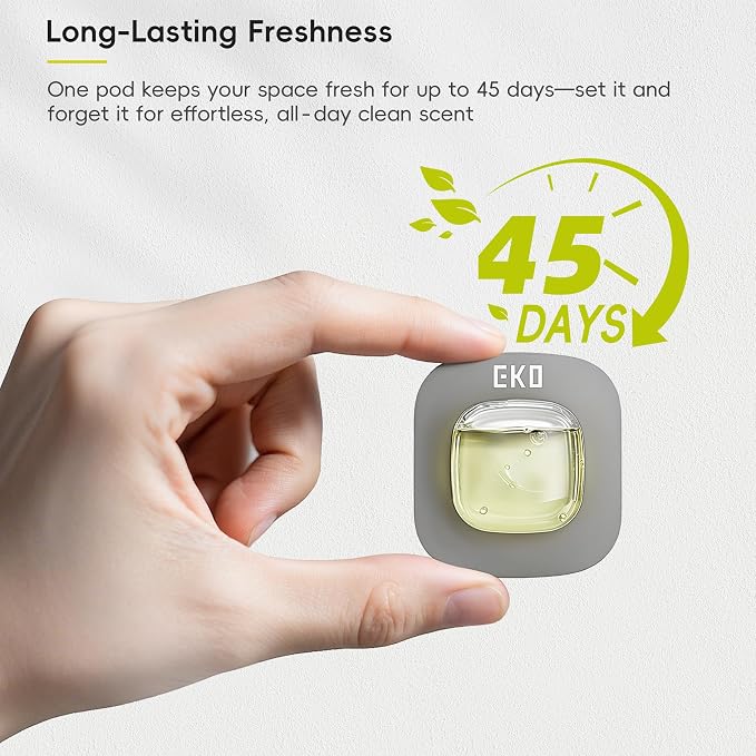EKO Refresh Deodorizer Pod Kit, 1 Pod + 1 Refillable Holder | Plant-Based Odor Eliminator for Trash Can, Bathroom, Storage – Long-Lasting 45 Days Air Freshener, Natural, Chemical-Free