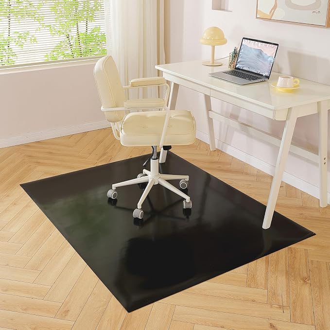 Black Office Chair Mat for Hardwood Floor, 48 x 60 in Desk Floor Protector | Heavy Duty Plastic Floor Mat, Smooth Rolling, Easy to Clean, Protects Wood & Tile Floors, Ideal for Computer & Gaming Chairs