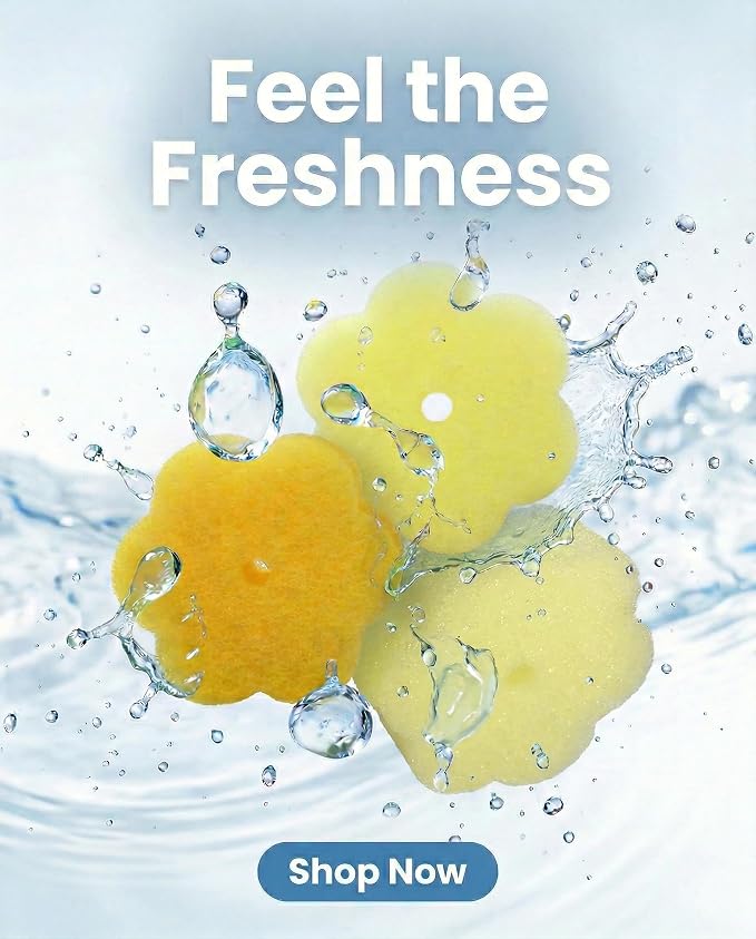 Scrub Flower Temperature Sensitive Sponges, Golden Sunflower | Firm when cold and soft when warm, these odor-resistant scrubbers clean dishes, kitchen surfaces and more.