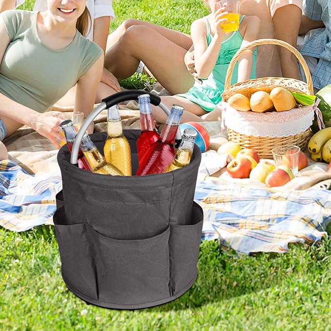 Professional Cleaning Caddy Organizer - 11" Wearable Cleaning Supply Bag with Adjustable Shoulder Strap & Handle - Housekeeper Essentials Organizer for Detailing Tools & Supplies (Grey)