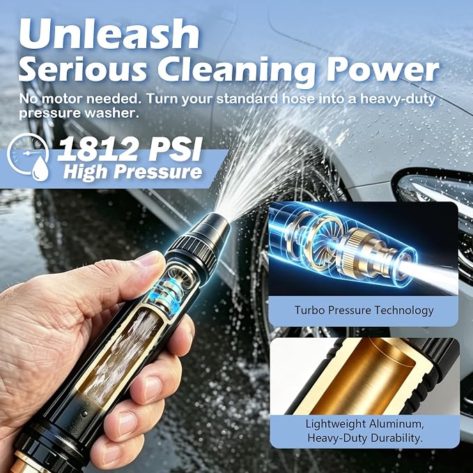5Pcs High Pressure Hose Nozzle, 2026 New Garden Hose Nozzle, Washer Gun with 3 Spray Patterns, Power Washer Nozzle Attachment for Car & Patio Cleaning (5 PCS)