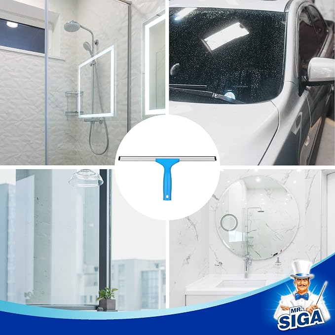 MR.SIGA Professional Window Squeegee & Microfiber Window Scrubber, 14 inch (Pack of 2)