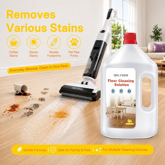 82 FL OZ Lemon Scent Floor Cleaning Solution Compatible with Roborock | Zesty Scent, 2.4 L Floor Cleaner for All Cordless Wet/Dry Vacuum Mop Cleaner & Robot Vacuums with Mopping