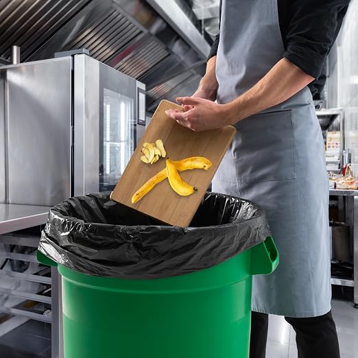 PRO&Family 32 Gallon Green Round Commercial Trash Can/Ingredient Bin Recycling Bin Kitchen Garbage Can Office Garbage Can Trash Barrel Plastic Barrel Yard Waste Bin Outdoor Trashcan