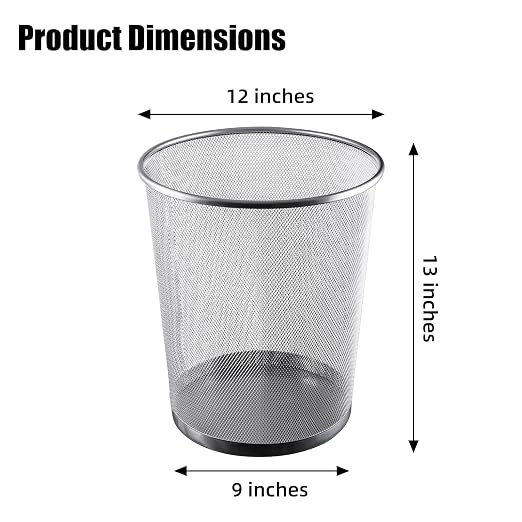 Silver Mesh Trash Cans,10-Pack 6 Gal Mesh Office Trash Can,Open Metal Wire Wastebaskets, Waste Basket Trash Can for Near Desk, Small Garbage Can,Recycling Garbage Container Bin for Office&Home
