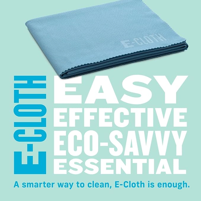 E-Cloth Glass & Polishing Cloth - Reusable & Durable Glass Cleaner - 2 Pack | Cleaning Towel Cloth for Windows, Cars, Mirrors, Eyeglasses, & More, Streak Free Clean, Machine Washable, Alaskan Blue