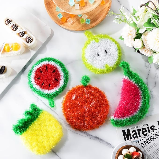 Kenning 16 Pcs Dish Scrubber Non Scratch Dish Washing Scrubbers | Reusable Household Cleaning, Kitchen Tools for Dishwashing, Washing Dishes Cookware Tubs Sink, Cute Design Dish, Hanging Loop