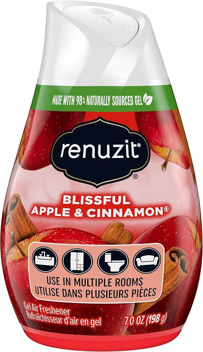 Renuzit - 1717587 Blissful Apple & Cinnamon Adjustable Gel Air Freshener, 7oz Cone (Pack of 12)