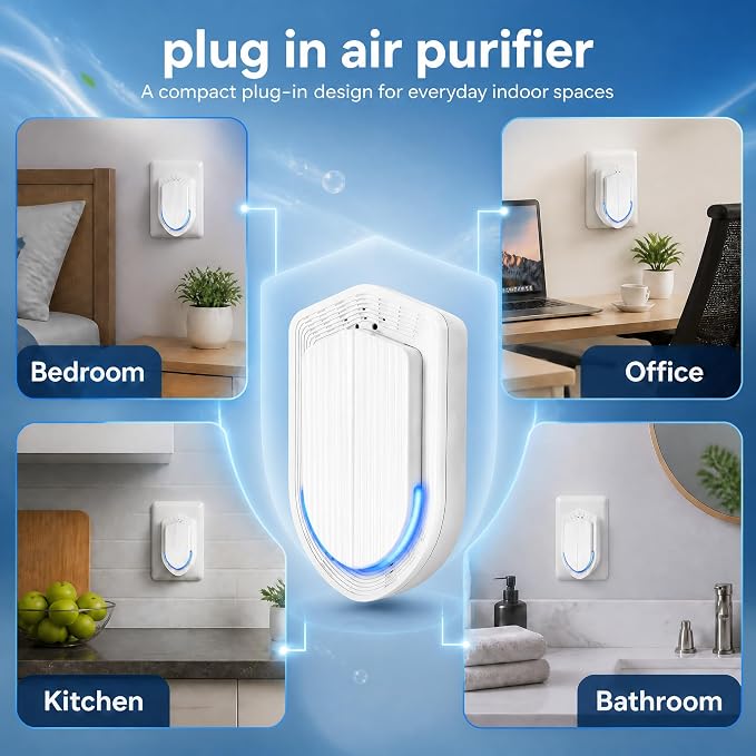 Air Ionizers - 6 Pack Plug In Negative Ion Technology Air Purifier | Quiet Mini Air Freshener for Home, Bedroom, Office, Basement - Portable Air Purifiers for Odor, Dust, Smoke, Pet Smell