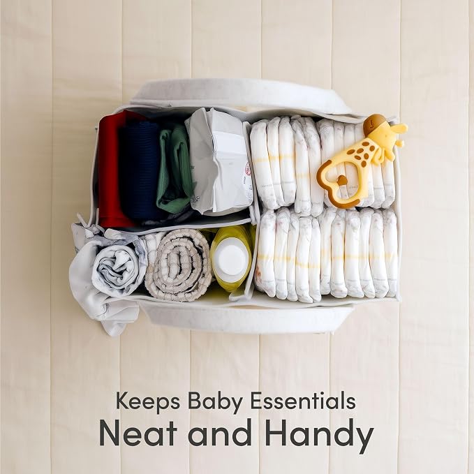 PUTSKA Baby Diaper Caddy Organizer, Felt Nursery Basket, White, Regular