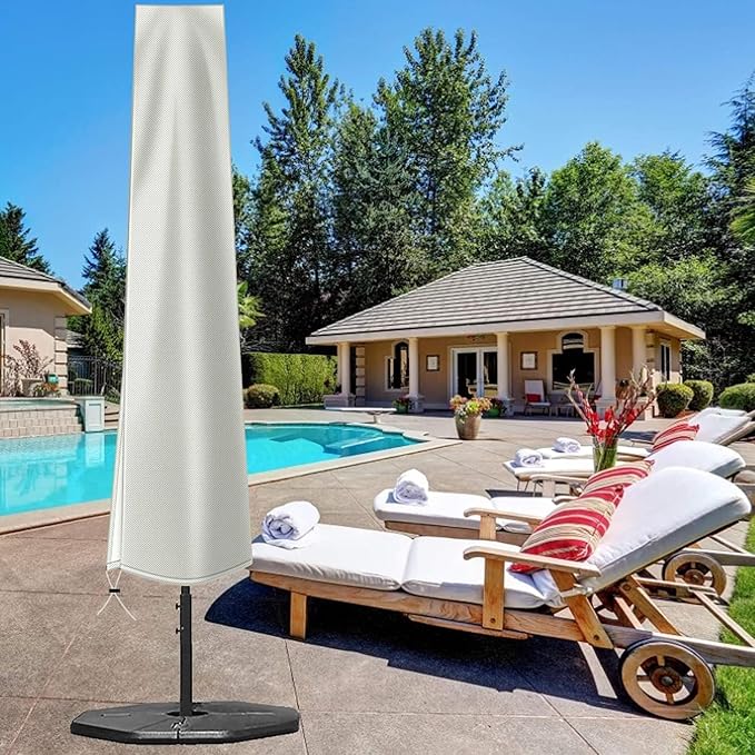 OKPOW Patio Umbrella Cover Waterproof: Fit 9ft to 12ft Outdoor Umbrellas | 420D Oxford with Long Zipper, Protect Umbrella from Sun, Rain, Snow & Dust, Helping Extend Outdoor Umbrella's Life