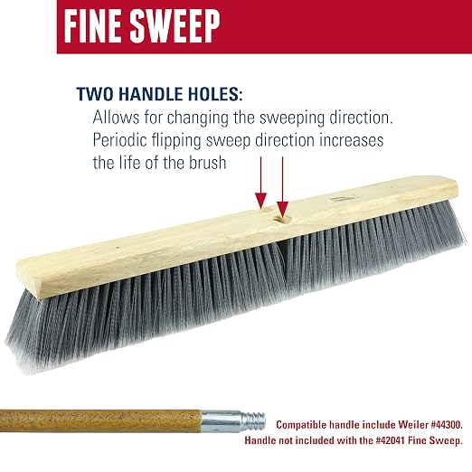 Weiler 42098 36" Fine Sweep Floor Brush, Flagged Silver Polystyrene Fill, Includes Brace
