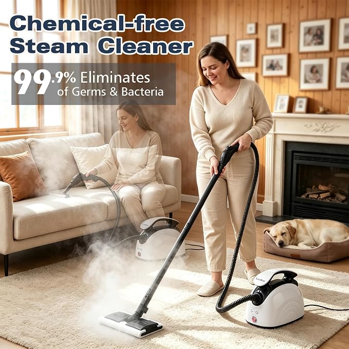 LoveBeat 300°F Steam Cleaner for Grout and Tile, 4.5 Bar Steamer for Home | Ease of Use | 21 Accessories | Natural For Floor, Car, Wall, Furniture, & Kitchen Bathroom | Dual Safety Lock | Large Tank
