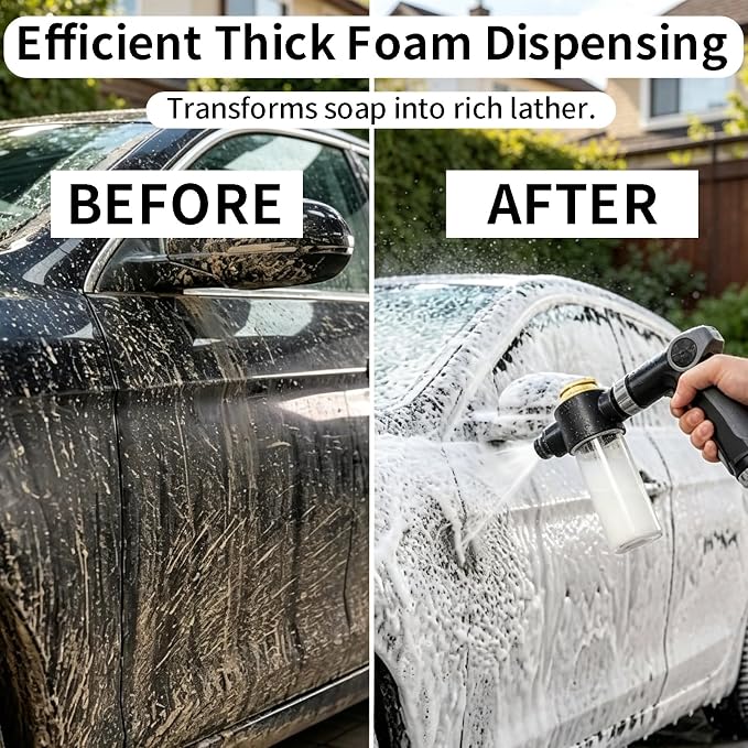 Garden Hose Nozzle High Pressure,360 Rotating Water Sprayer with 3 Spray Modes,Turn Any Hose into a High Pressure Water Cleaning,Heavy Duty Hose Attachment for Car Washing,Patio,Yard,Garden Cleaning