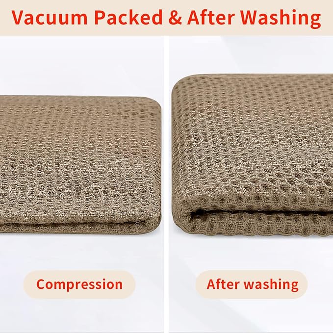 Homaxy 100% Cotton Waffle Weave Kitchen Dish Cloths 24-Pack, Tan | 12 x 12 Inches, Ultra Soft Absorbent Dish Towels, Quick Drying Dish Rags with Hanging Loop