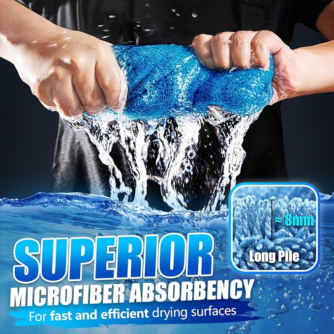 Airlab Microfiber Towels Cars Wash Drying Cleaning Cloth, Light Blue | Thick Plush Auto Detailing Super Absorbent for Interior & Exterior Lint Free, Streak Free, 24 x 16 Inch, Pack of 1
